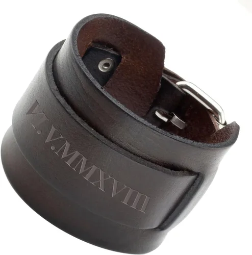 Vista 9 de Jovivi Cutom - Pulsera de cuero Punk personalizada para hombres y mujeres, color negro y marrón ancho, de cuero genuino, correa para cintura