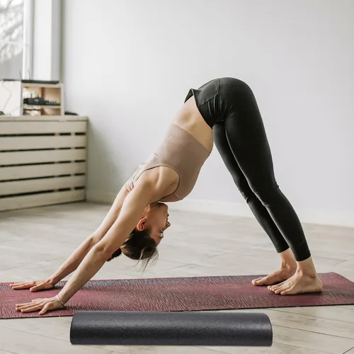 Vista 7 de STOBAZA Rodillo de yoga semicircular de alta densidad masajeador muscular negro para fitness alivio de espalda Pilates y entrenamiento de ejercicio