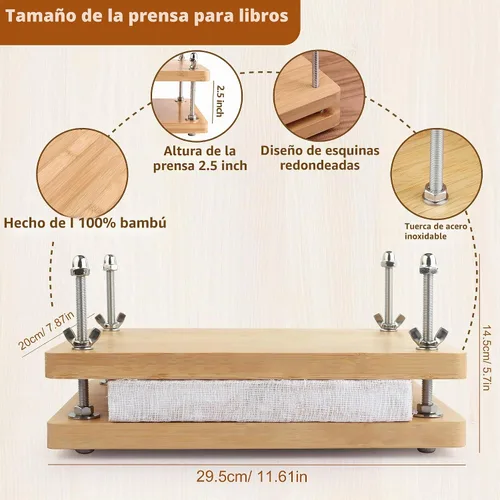 Vista 3 de HEJIN - Kits de encuadernación de libros, materiales de encuadernación de libros con prensa de libros