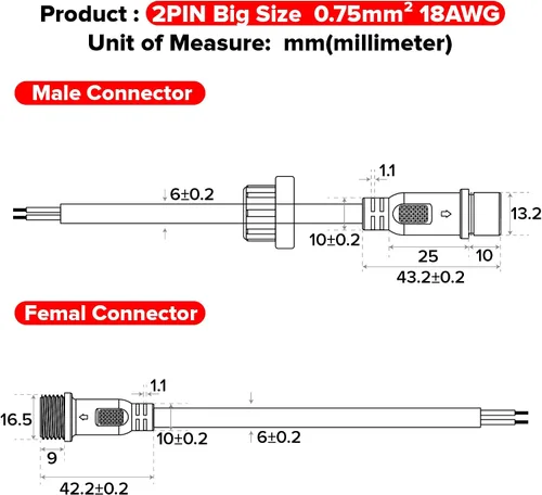 Vista 6 de BTF-LIGHTING Cable de extensión IP65 con conectores macho y hembra en ambos extremos para un solo color 5630 5730 5050, etc. Tira LED de 0.866 in