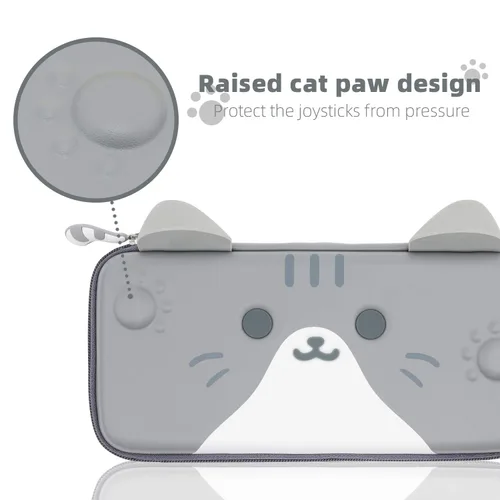 Vista 3 de GeekShare Cat Ears Carry Case Compatible with Nintendo SwitchSwitch OLED - Portable Hardshell Slim Travel Carrying Case fit Switch Console Game