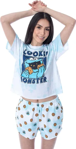 Vista 5 de Conjunto de pijama corto para mujer de Sesame Street Cookie Monster Tie Dye Shirt