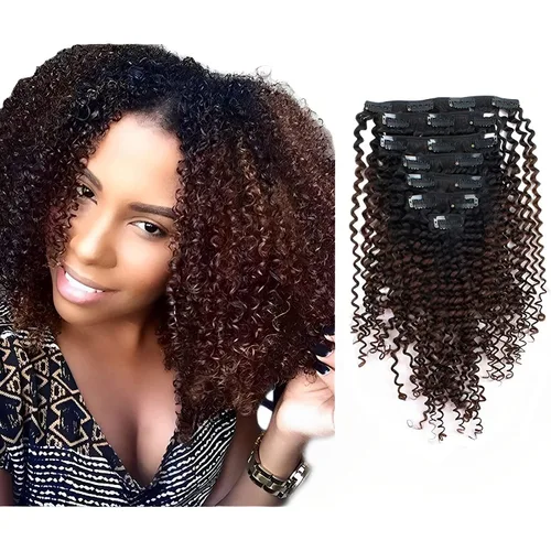 Vista 17 de ABH AMAZINGBEAUTY HAIR Kinkys - Extensiones de cabello rizado con clip, 3C y 4A, doble trama, cabello humano Remy real rizado para afroamericanos