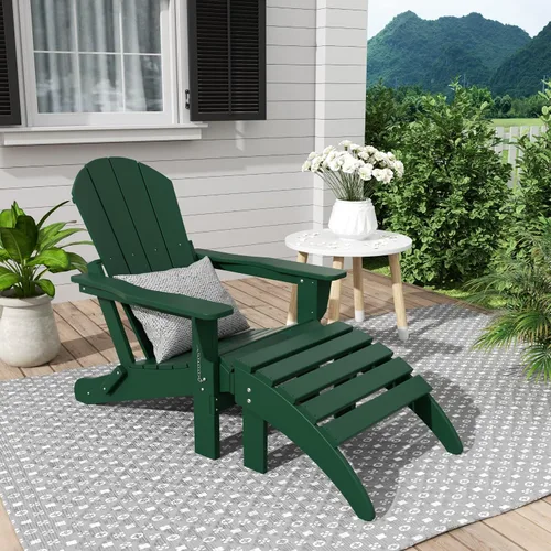 Vista 40 de WestinTrends Malibu - Silla de salón para exteriores, juego de 2 sillas Adirondack con otomana, sillas plegables de madera de polietileno para todo
