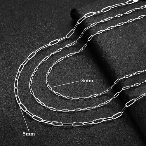 Vista 6 de MBW Collar de cadena de clip de plata para mujer, delicado collar de gargantilla de plata de ley para mujer, collar de eslabones simples, largos