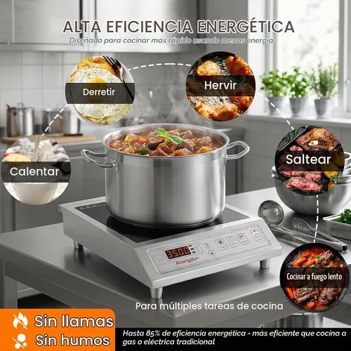 Vista 2 de Placa de cocción de inducción comercial Abangdun 3500W, placa caliente de inducción 220V
