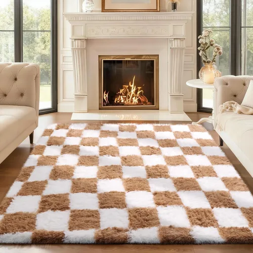 Vista 65 de Ophanie - Alfombras para sala de estar, antideslizante y suave, de felpa grandes y peludas para dormitorio, peludas para niños y niñas, decoración