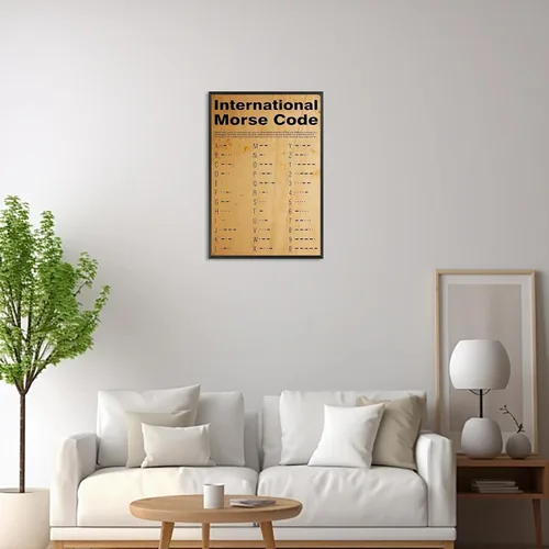 Vista 8 de Póster vintage internacional en código morse con alfabeto fonético morse, arte de pared retro de 1800 para amantes de los militares, pintura