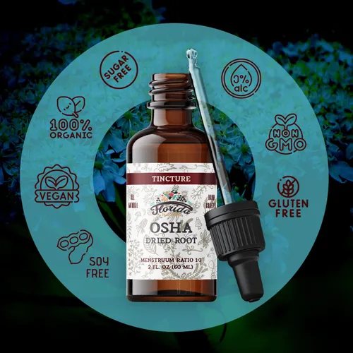 Vista 5 de OSHA Extracto líquido de raíz para apoyo respiratorio, tintura orgánica OSHA desintoxicación pulmonar natural, 2 onzas líquidas