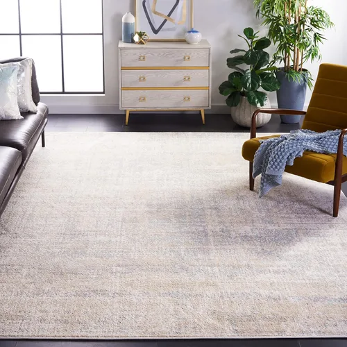 Vista 15 de SAFAVIEH Adirondack Collection - Alfombra de pasillo de 2 pies 1 pulgada x 8 pies, beige y pizarra, diseño abstracto moderno, no desprende pelusa