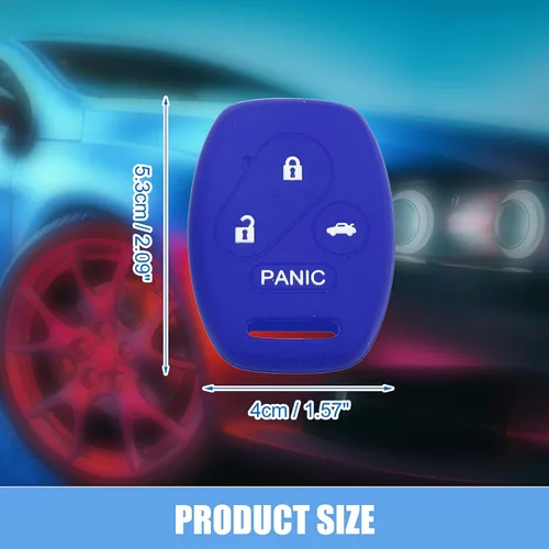 Vista 4 de Estuche protector de llave inteligente con 4 botones para Honda Accord Civic CR-V Element Pilot, de silicona, negro y azul (Paquete de 2)