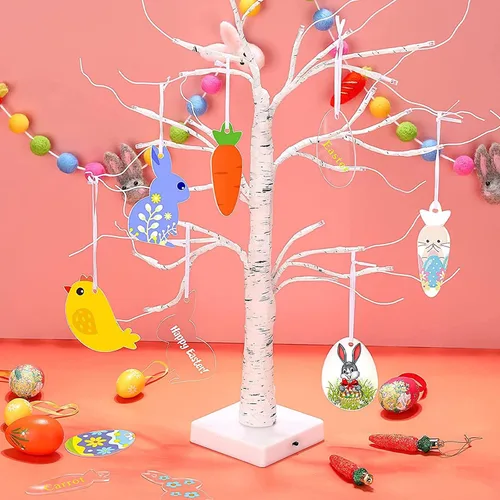Vista 5 de Adorno de Pascua acrílico, 48 unids/set sin terminar en blanco colgante, adornos de árbol de Pascua de acrílico, adornos en blanco