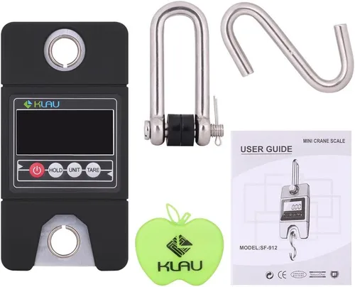 Vista 4 de Klau - Báscula digital de pescado, grúa industrial de 661.4 lbs/600 libras, color negro Sensor de alta precisión, escala colgante, para la caza