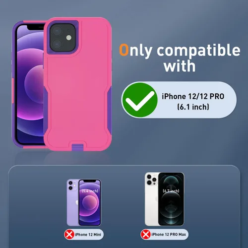Vista 6 de Xmon Funda para iPhone 12 [a prueba de golpes] [a prueba de caídas] [Protector de pantalla de vidrio templado con protector de lente de cámara]