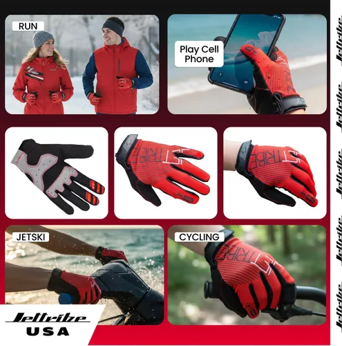 Vista 6 de Jettribe Jet Ski PWC Guantes Serie GP-30 Guantes transpirables de dedo completo para hombres, mujeres y jóvenes Agarre mejorado y comodidad
