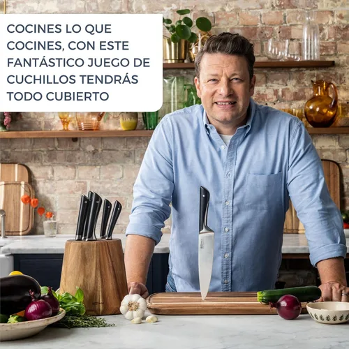 Vista 5 de Jamie Oliver by Tefal - Juego de cuchillos de cocina de 5 piezas, acero inoxidable alemán, cuchillas endurecidas con hielo, agarre cómodo, K267S556
