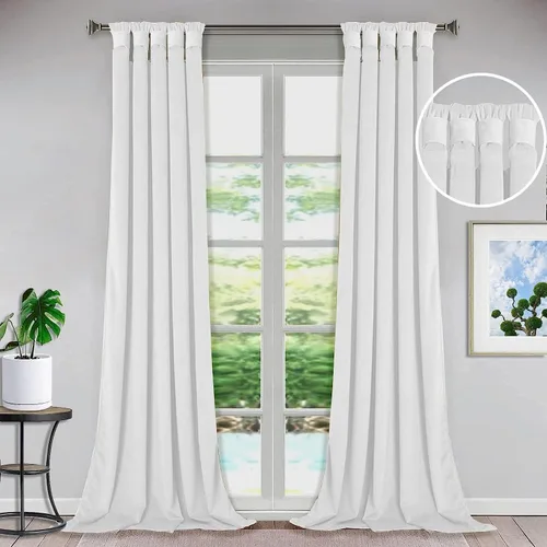 Vista 8 de Bhoomi Collection Cortinas opacas con pestaña superior para sala de estar, cortinas de ventana con aislamiento térmico, oscurecimiento de Rojo Sangre