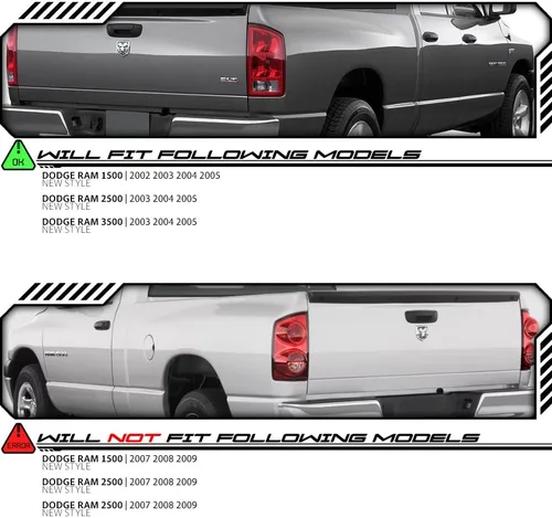 Vista 4 de EPIC LIGHTING Par de luces traseras halógenas estilo OE con bombillas y tablero de repuesto para DGE 02-06 RAM 1500 2500 03-06 RAM 3500