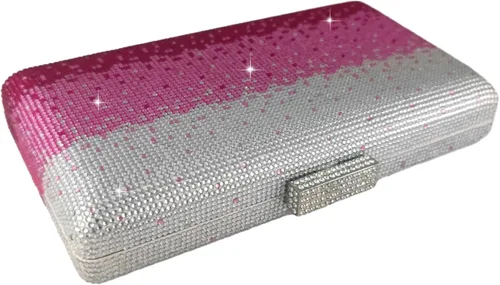 Vista 6 de Boutique De FGG Elegantes bolsos de noche de cristal para mujer, caja de fiesta formal, embrague, boda, diamantes de imitación, bolso de novia