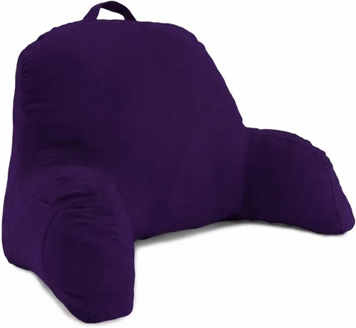 Vista 9 de Almohada con respaldo de microsuede para cama, color negro. La mejor almohada con respaldo para cama con apoya brazos para leer en la cama Morado