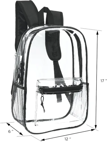 Vista 3 de Moda West Mochila de PVC transparente - Mochila transparente resistente con correas acolchadas para el hombro transparente, Negro -, Transparente