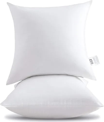 Vista 8 de HITO 12x20 Insertos de almohada (Juego de 2) - Fundas de almohada decorativas 100% algodón con relleno de alternativa al plumón, color blanco