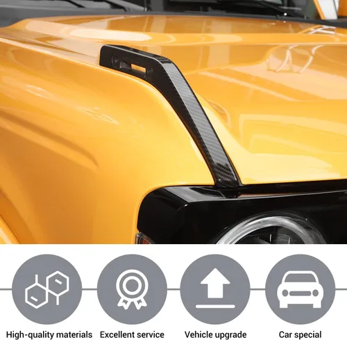 Vista 5 de JeCar Cubiertas de visera de sendero de capó, accesorios de decoración exterior de ABS para Ford Bronco 2021-2022, acabado de fibra de carbono