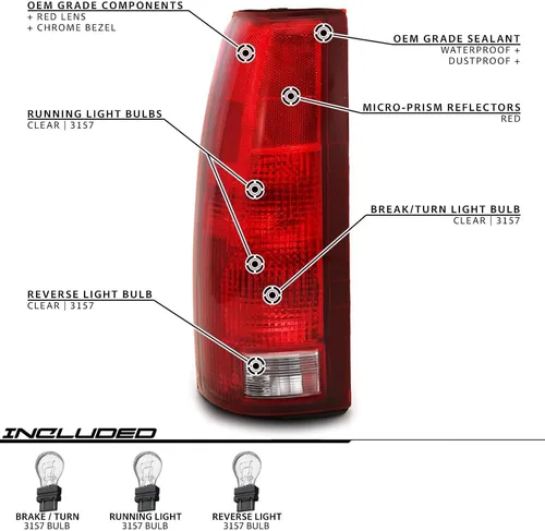 Vista 8 de EPIC LIGHTING Juego de luces traseras de repuesto compatibles con Chevrolet 92-00 Blazer [combo de 4 piezas] 9200BLZ04PC
