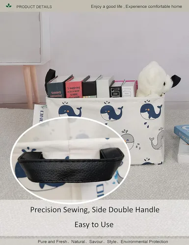 Vista 6 de Cesta de lavandería plegable rectangular, canasta de lona, cesta para guardería, adecuada para niños, oficina, dormitorio, ropa, almacenamiento