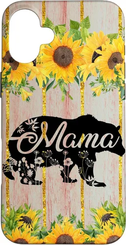 Vista 23 de Mama Bear Rustic Woodgrain Sunflower Farmhouse Country Mama Case for iPhone 17