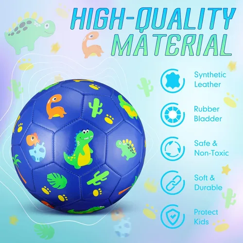 Vista 4 de HyDren Balón de fútbol para niños, tamaño 3 con inflador, diseño oficial de dibujos animados, duradero, para deportes al aire libre, interior, juego