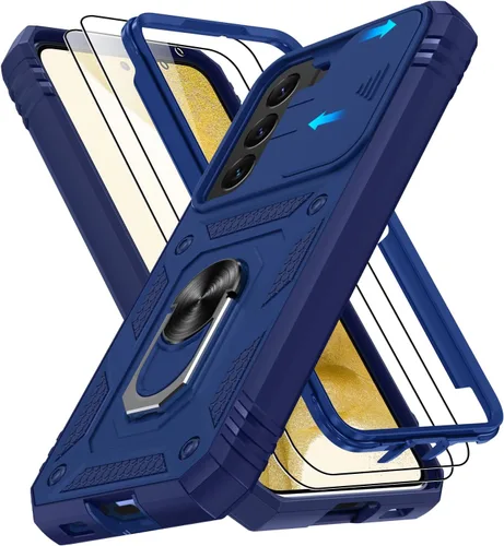 Vista 252 de Gritup Funda para Google Pixel 6 con cubierta deslizante para cámara y protector de pantalla (2 unidades), soporte de anillo giratorio 360°, funda