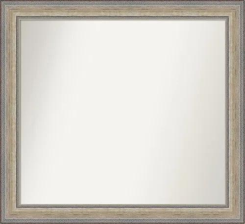 Vista 30 de Amanti Art Espejo de baño plateado para sobre el fregadero, 28 x 37 pulgadas, elegante espejo rectangular de peltre cepillado, marco de madera