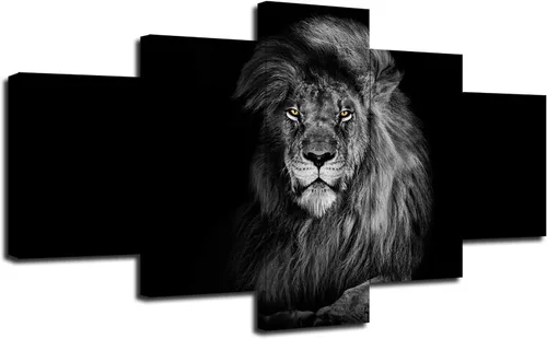 Vista 10 de Arte de pared inspirador de león en blanco y negro para decoración de pared, impresión en lienzo, citas motivacionales, pósters, pintura enmarcada