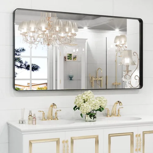 Vista 56 de WEER - Espejo de baño con luces LED, 50x70cm, espejo de tocador montado en la pared, 3 colores regulables, almohadilla antiempañante retroiluminada