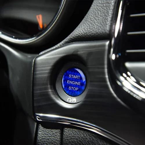 Vista 5 de ramuel Compatible con panel de moldura de botón de arranque y parada de motor interior de fibra de carbono, accesorios de automóvil para Jeep Grand