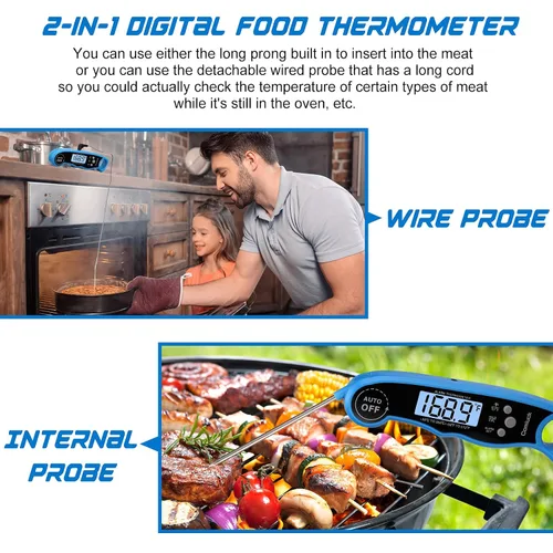 Vista 3 de CA002 - Termómetro digital de carne para cocinar – Termómetro de carne de lectura instantánea para asar y ahumar 2 en 1 doble sonda para horno