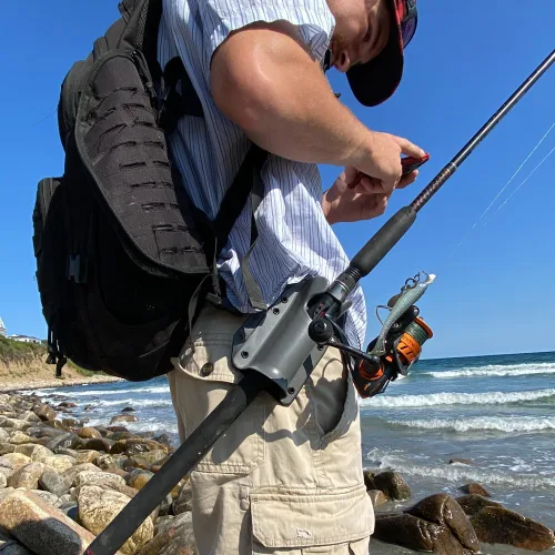 Vista 2 de JettyHawk - Funda de cadera para caña de pescar, soporte de extracción rápida manos libres, se adapta a poste de 1.5-2 pulgadas, para spinning
