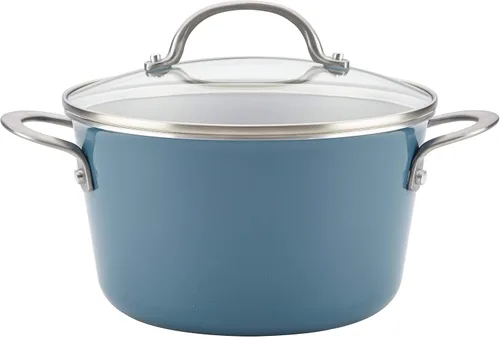 Vista 7 de Ayesha Curry Home Collection - Cacerola antiadherente con tapa, 3 cuartos de galón, color marrón