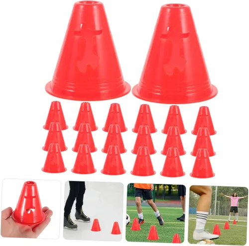 Vista 7 de Paquete de 20 conos deportivos de 3.1 in de alto, marcadores de agilidad de plástico resistente para entrenamiento de fútbol y patinaje sobre
