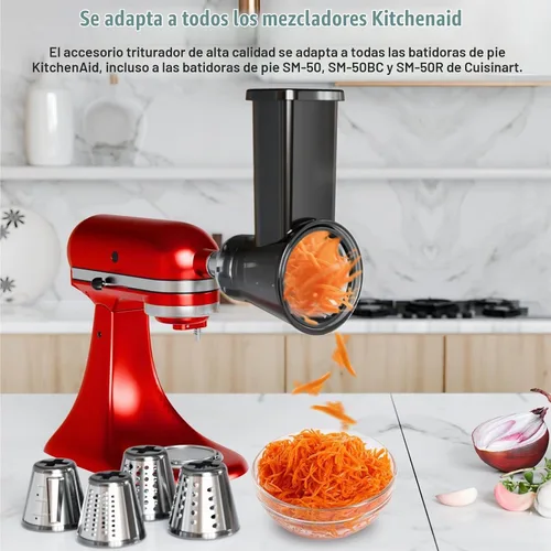Vista 6 de Accesorio rebanador triturador para batidora de pie Kitchenaid, máquina de ensalada con rebanadora de verduras, fabricante de ensaladas, rebanadoras