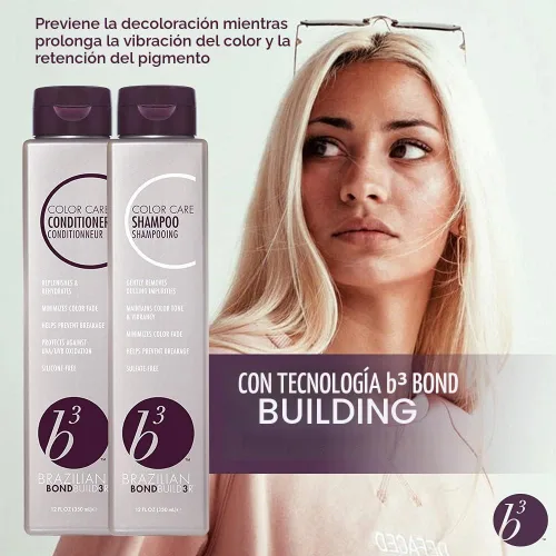 Vista 3 de B3 Brazilian Bondbuilder Champú/Acondicionador/Iónico Color Lock Trio Pack