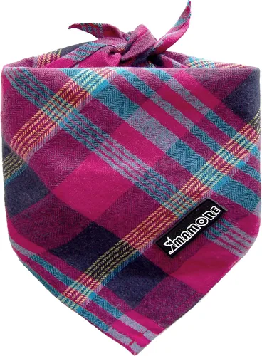 Vista 8 de Pañuelo ajustable para perro, 1 bufanda triangular de algodón suave y lavable para perros y gatos pequeños, medianos y grandes (marrón y azul, S)
