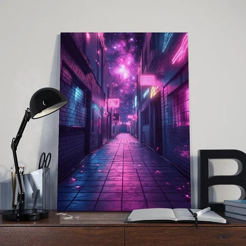 Vista 8 de 80s Inspired Neon Futuristic Poster – Retro Sci-Fi Glow Art – Unique Synthwave Home & Office Décor Canvas Poster Wall Art Decor Print Picture