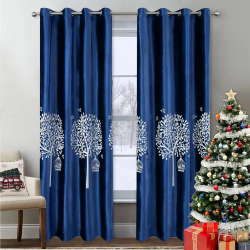 Vista 8 de VOGOL Cortinas traslúcidas blancas de 84 pulgadas de largo, cortinas de gasa ligeras bordadas de árbol para granja, 2 paneles de estilo campestre