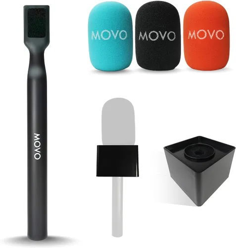 Vista 8 de Movo WMX-HM - Mango de micrófono para DJI Mic, Rode Wireless GO, Hollyland Lark y más - Mango de micrófono inalámbrico para entrevista - Adaptador
