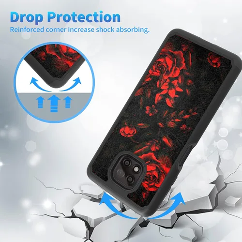Vista 3 de Funda de teléfono 2 en 1 para Motorola G Power 2021 (6.6 pulgadas), resistente a prueba de golpes, de doble capa, de policarbonato duro, de goma