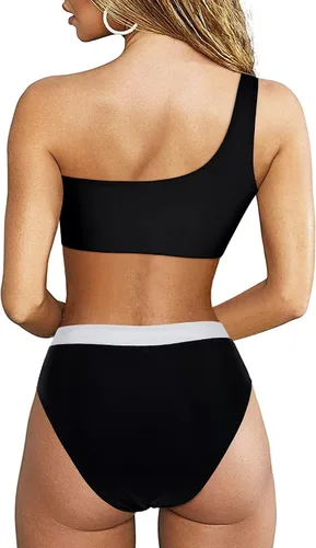 Vista 88 de MOOSLOVER Traje de baño de dos piezas con corte alto y cintura alta para mujer