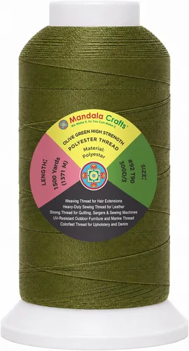 Vista 89 de Mandala Crafts Airforce Blue Tex 70 - Hilo de poliéster para tapicería 1500 Yds T70 UV Resistant Strong Thread for Leather Sewing, Marine