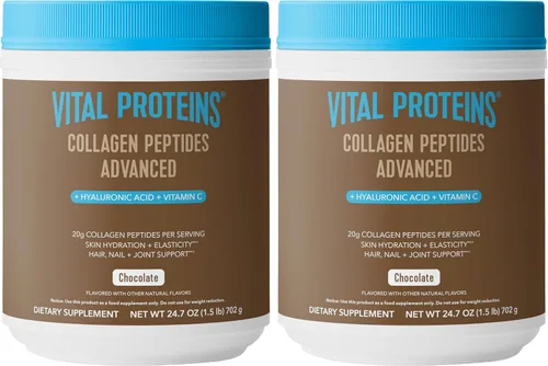 Vista 14 de Vital Proteins Péptidos de colágeno avanzados, péptidos hidrolizados con ácido hialurónico y vitamina C - Polvo sabor chocolate, 24.7 onzas